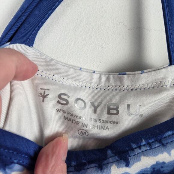Soybu Blue White Tie Dye‎ Striped Sleeveless Mini Athletic Dress Size Medium - Picture 6 of 7